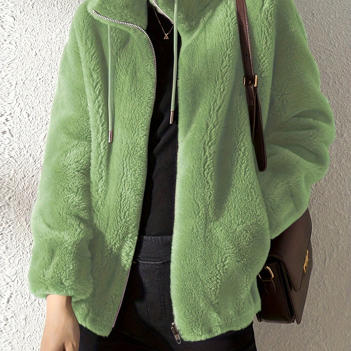 Teddy Coat with Drawstring and Zip