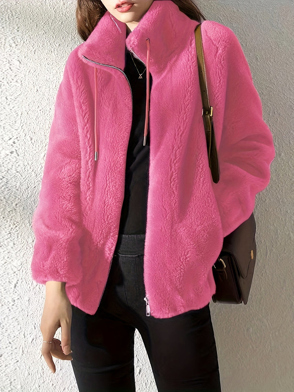 Teddy Coat with Drawstring and Zip