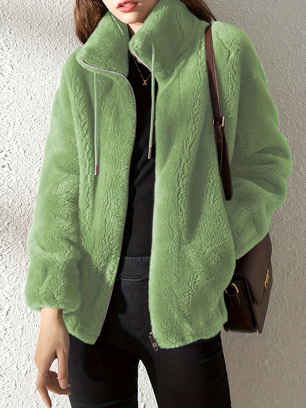 Teddy Coat with Drawstring and Zip