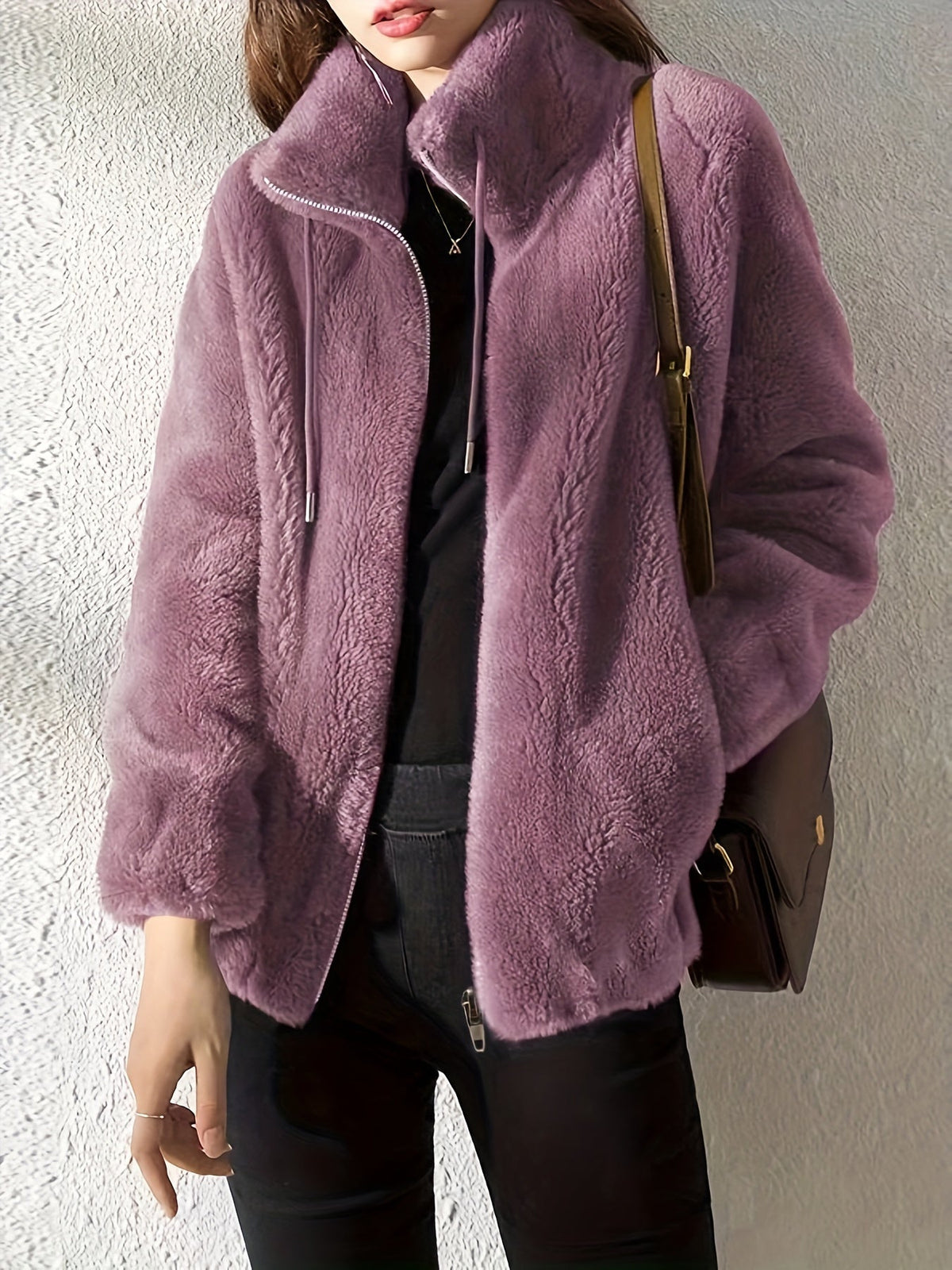 Teddy Coat with Drawstring and Zip