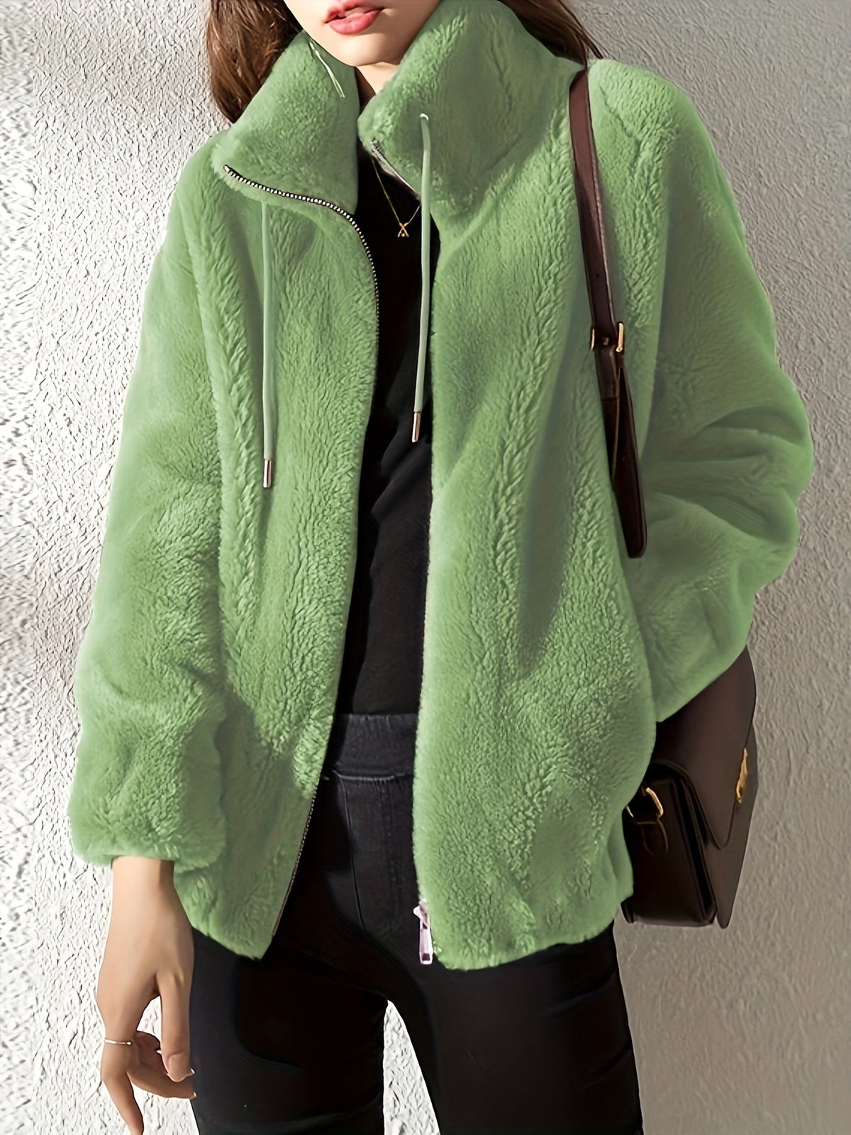 Teddy Coat with Drawstring and Zip