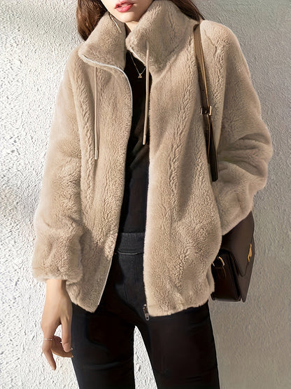 Teddy Coat with Drawstring and Zip