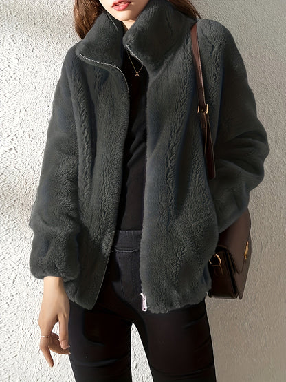 Teddy Coat with Drawstring and Zip
