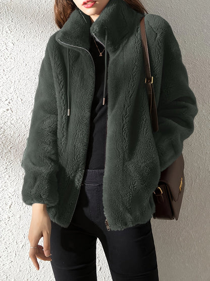 Teddy Coat with Drawstring and Zip