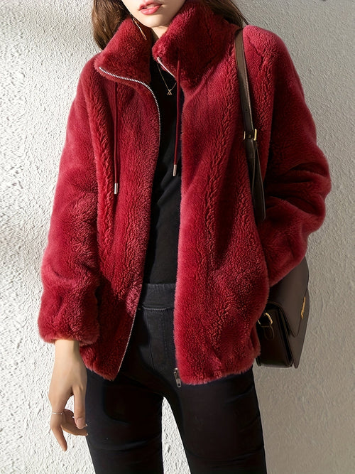 Teddy Coat with Drawstring and Zip