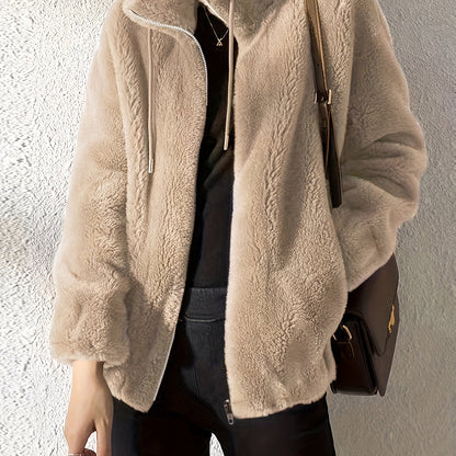 Teddy Coat with Drawstring and Zip