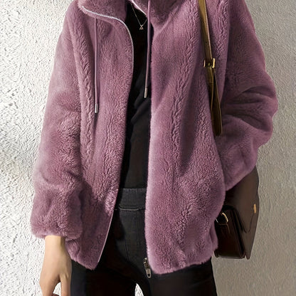 Teddy Coat with Drawstring and Zip