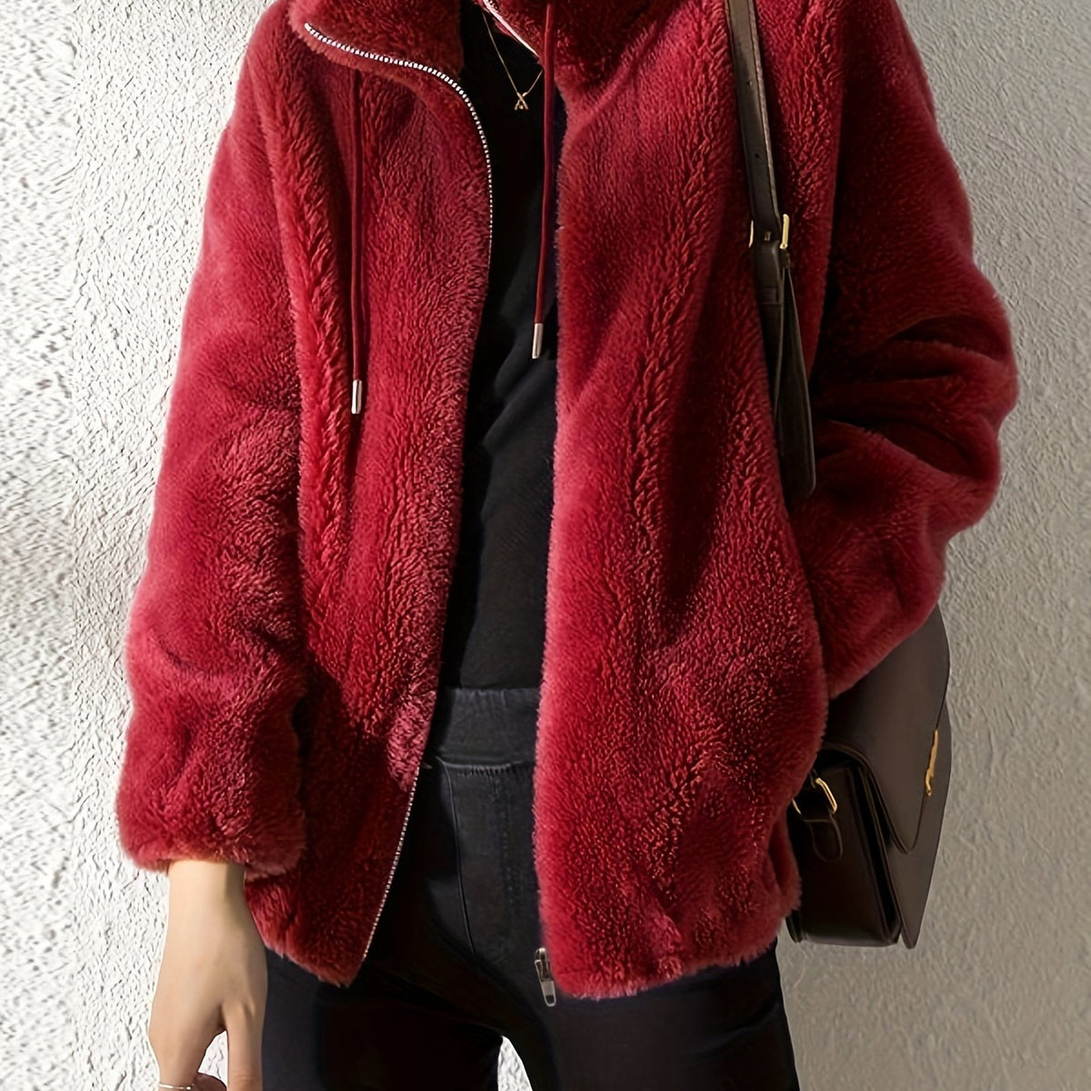 Teddy Coat with Drawstring and Zip