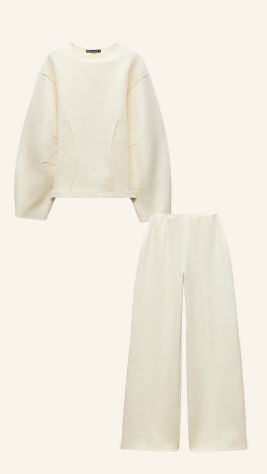 Dames set met trui en wijde pijpen broek