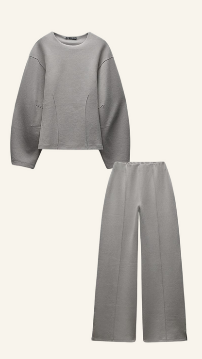 Dames set met trui en wijde pijpen broek