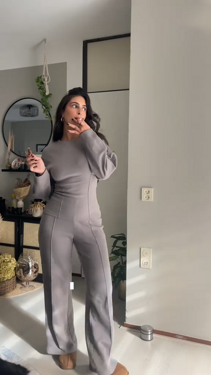 Dames set met trui en wijde pijpen broek