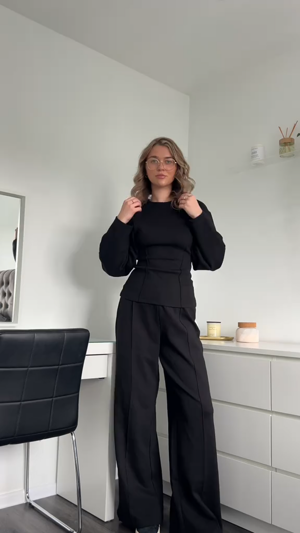Dames set met trui en wijde pijpen broek
