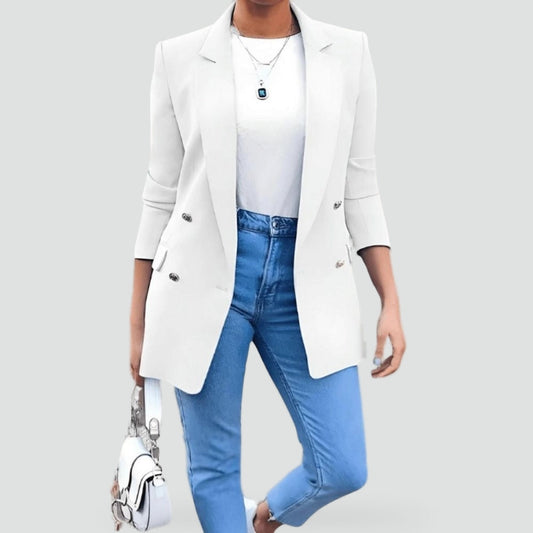 Button-Front Blazer with Mid-Length Cut