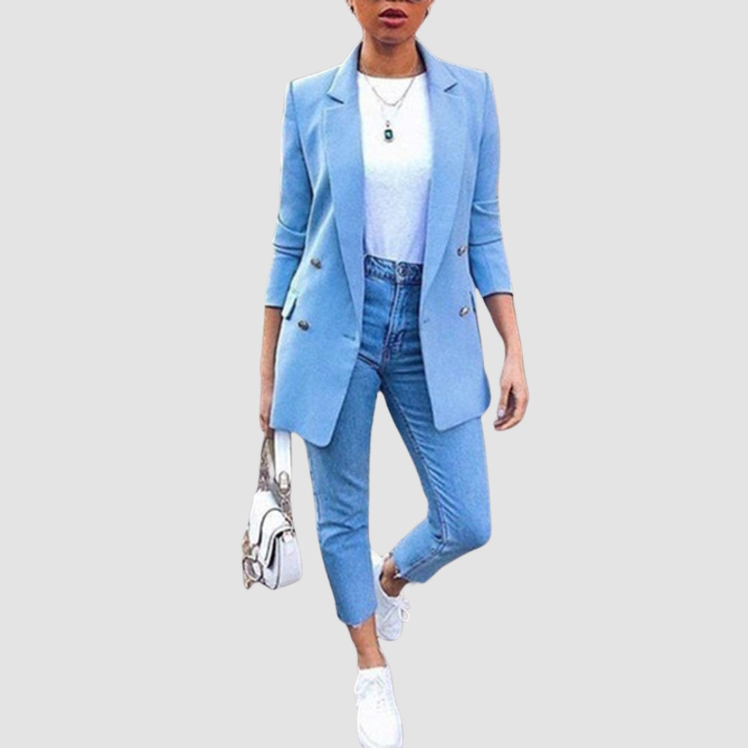 Button-Front Blazer with Mid-Length Cut - product photo 2
