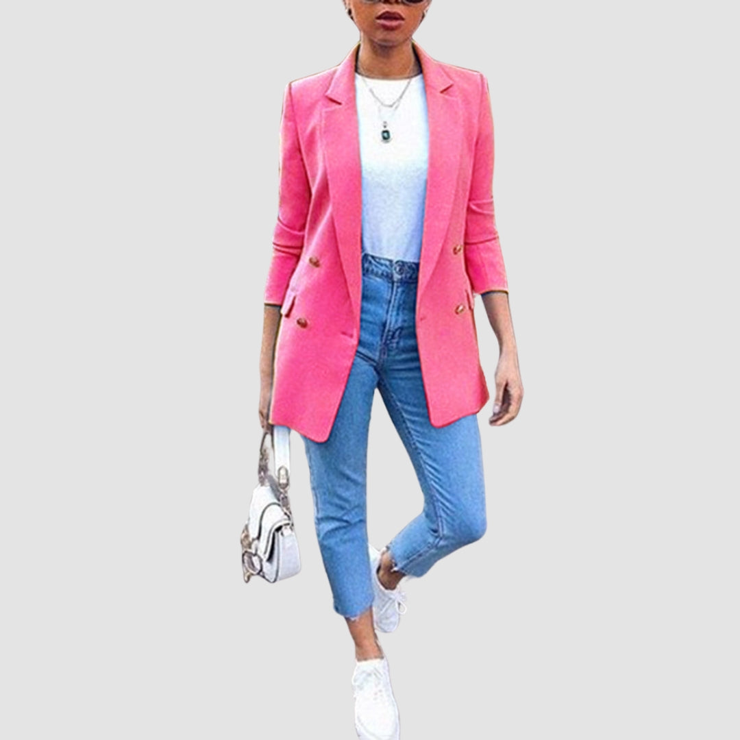 Button-Front Blazer with Mid-Length Cut - product photo 3