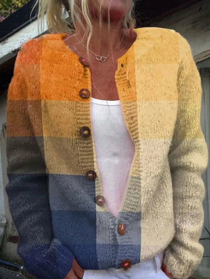 Button-Front Cardigan with 3D Print and Long Sleeves - product photo 8