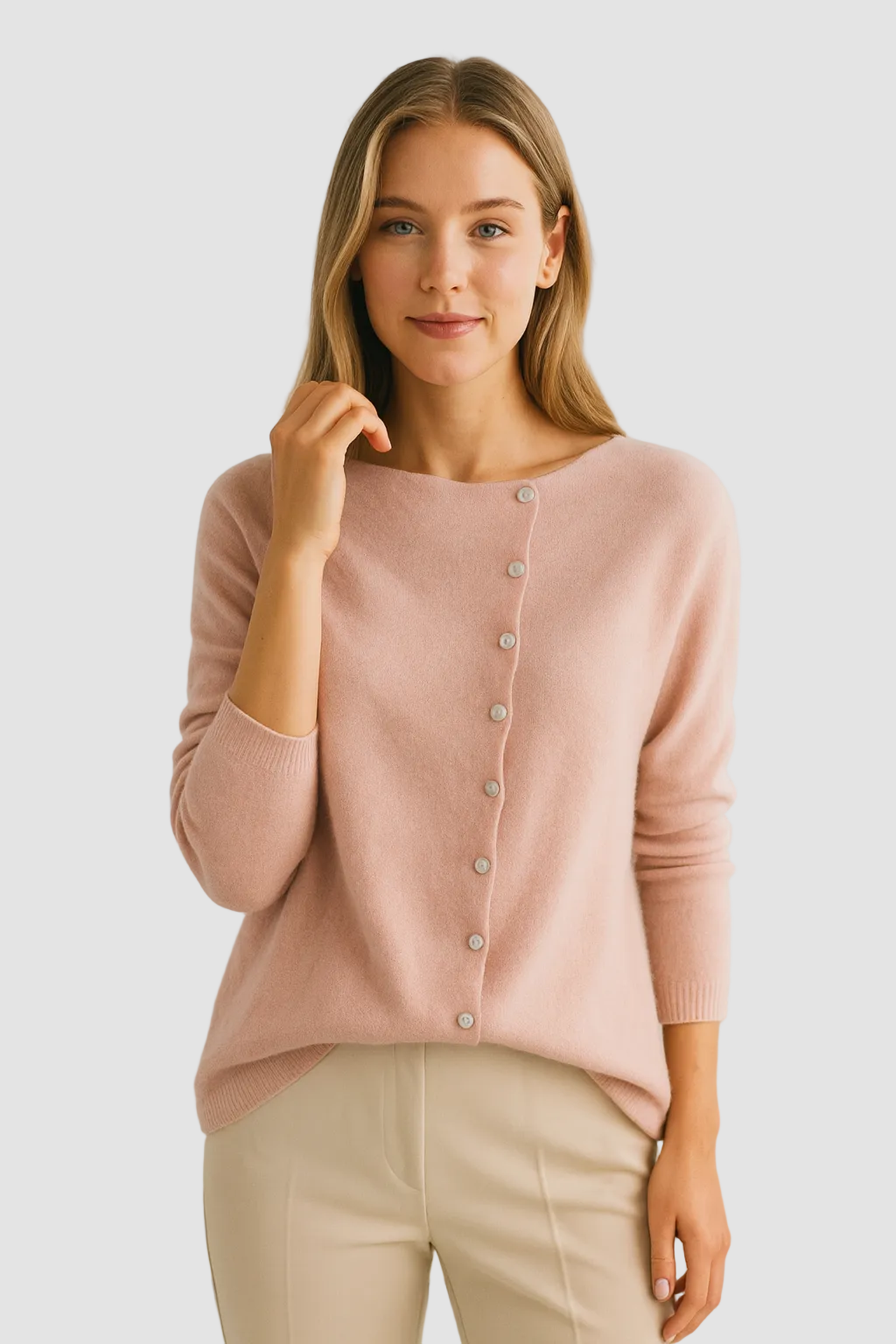 Button-Front Cardigan with Relaxed Comfort Fit