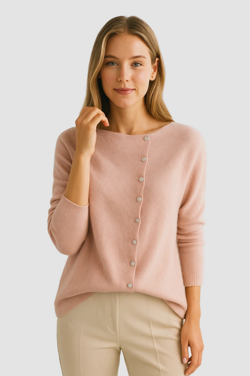 Button-Front Cardigan with Relaxed Comfort Fit