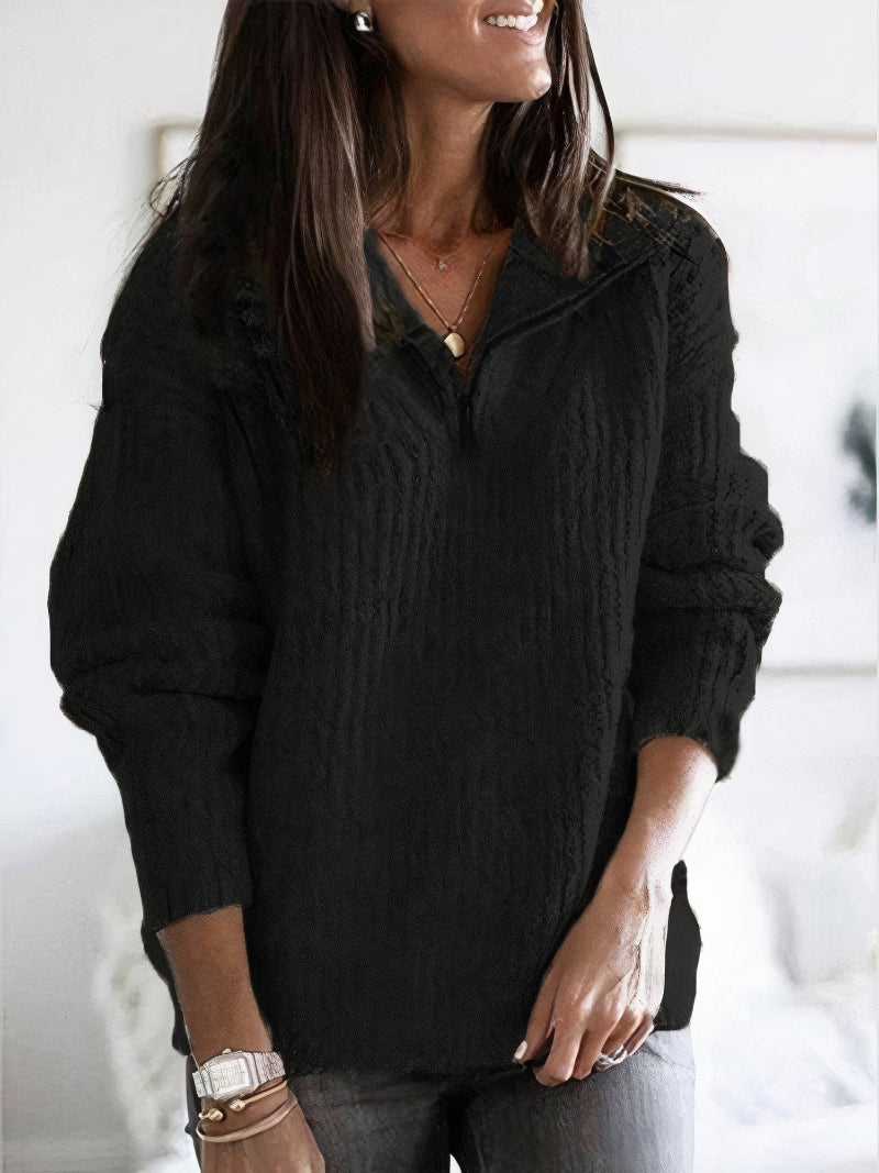 Cable-Knit Jumper with Half-Zip - product photo 2