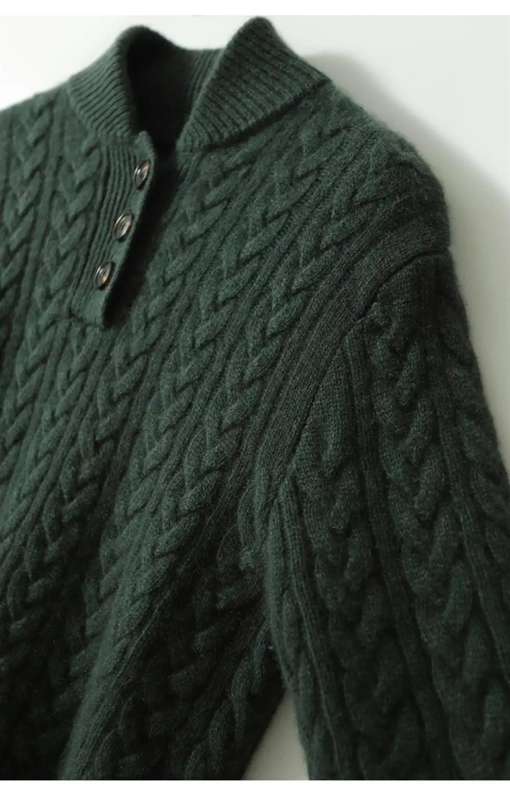 Cable-Knit Sweater with Button Neckline, Regular Fit - product photo 20