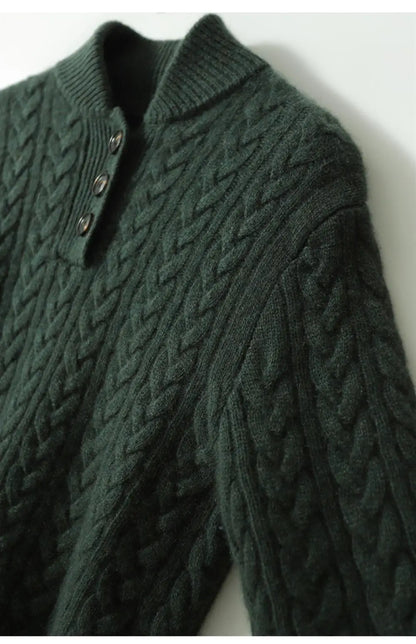 Cable-Knit Sweater with Button Neckline, Regular Fit - product photo 20