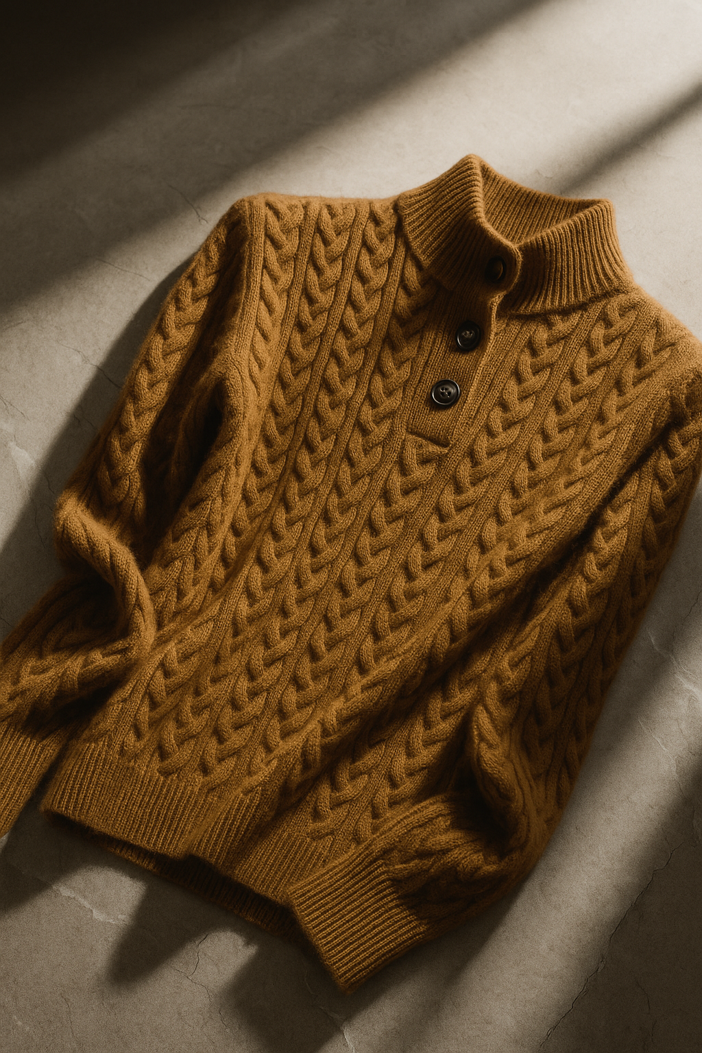 Cable-Knit Sweater with Button Neckline, Regular Fit - product photo 22