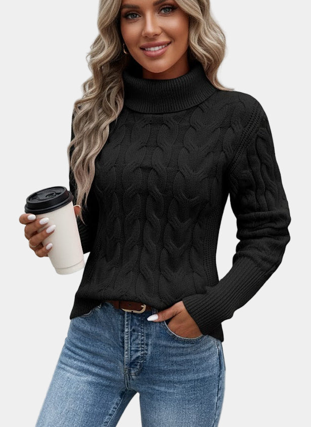 Cable-Knit Turtleneck Sweater - product photo 6