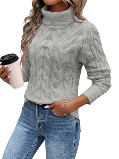 Cable-Knit Turtleneck with Ribbed Cuffs - product photo 5