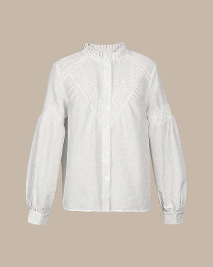 Casual Ruffle Blouse with Wavy Texture