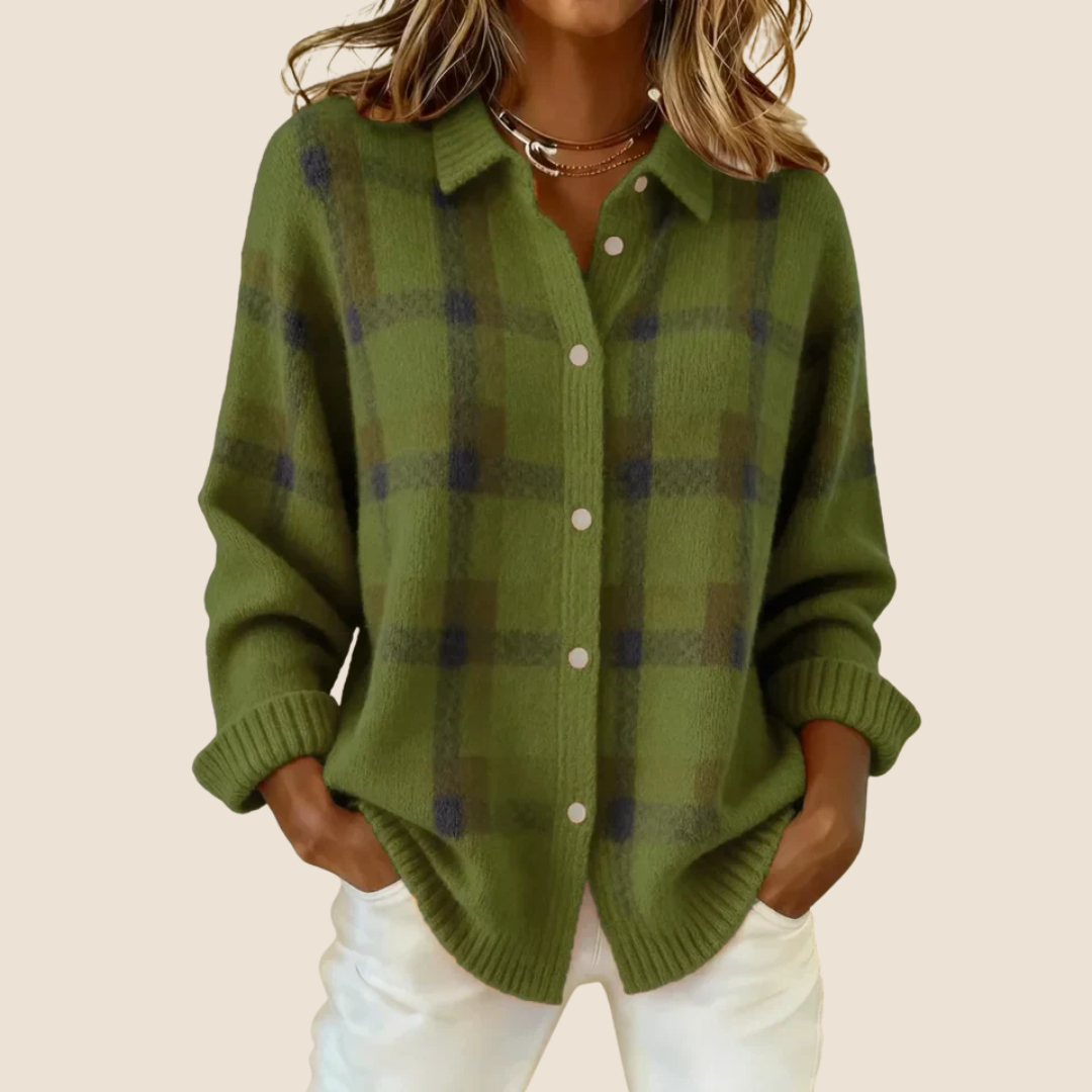 Checked Fleece Overshirt with Button Closure - product photo 7