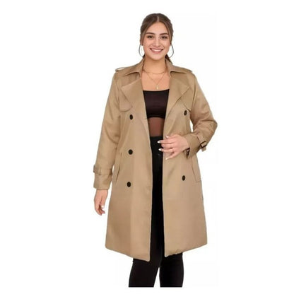 Double-Breasted Trench Coat with Notched Lapel and Tie Belt - product photo 2