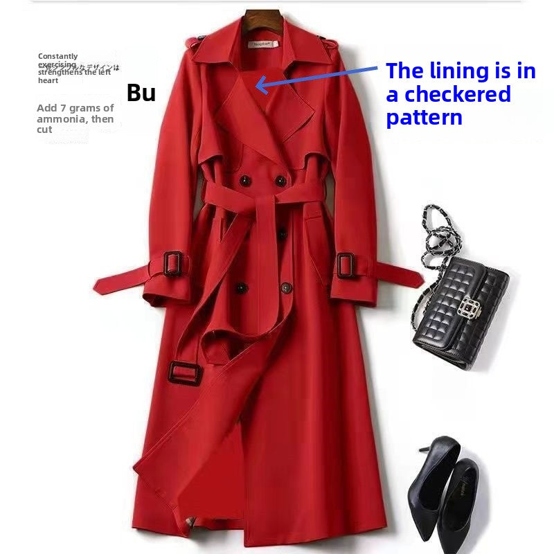 Double-Breasted Trench Coat with Notched Lapel and Tie Belt - product photo 30