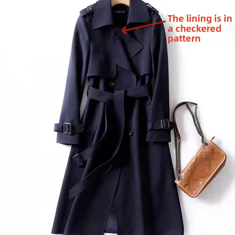 Double-Breasted Trench Coat with Notched Lapel and Tie Belt - product photo 35
