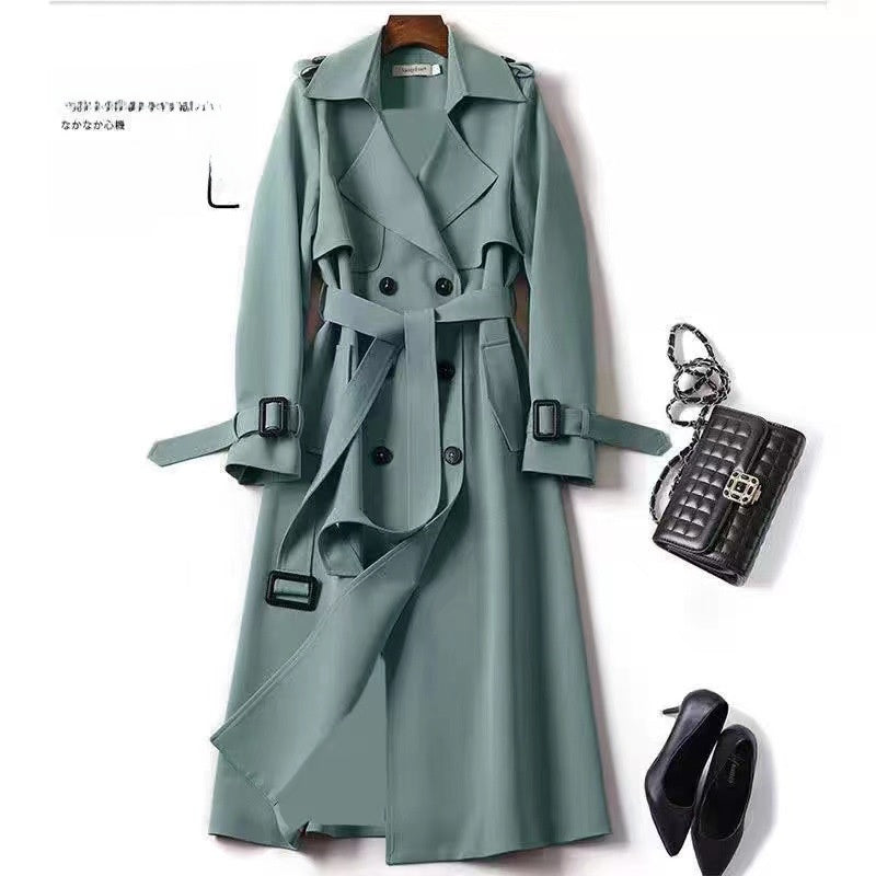 Double-Breasted Trench Coat with Notched Lapel and Tie Belt - product photo 4