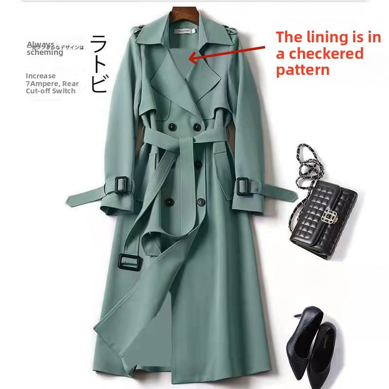 Double-Breasted Trench Coat with Notched Lapel and Tie Belt - product photo 44