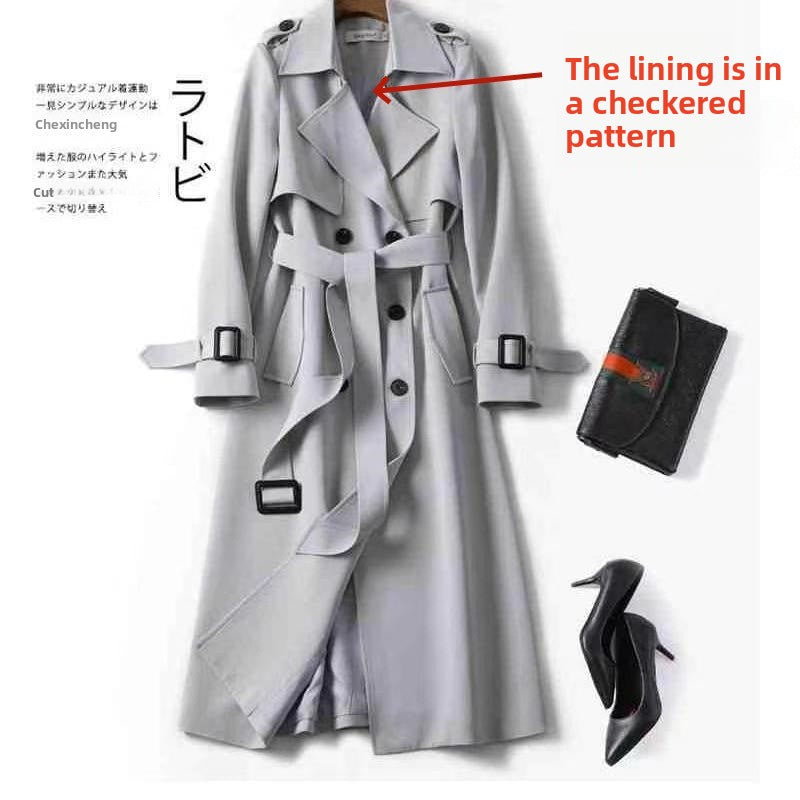 Double-Breasted Trench Coat with Notched Lapel and Tie Belt - product photo 49