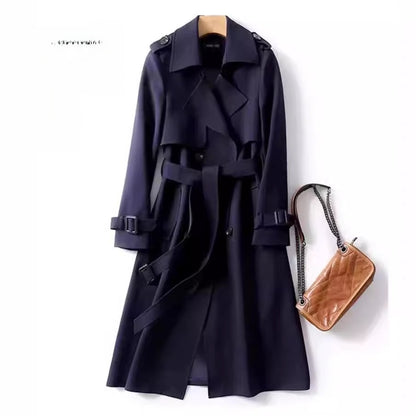 Double-Breasted Trench Coat with Notched Lapel and Tie Belt - product photo 5