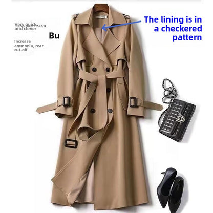 Double-Breasted Trench Coat with Notched Lapel and Tie Belt - product photo 6