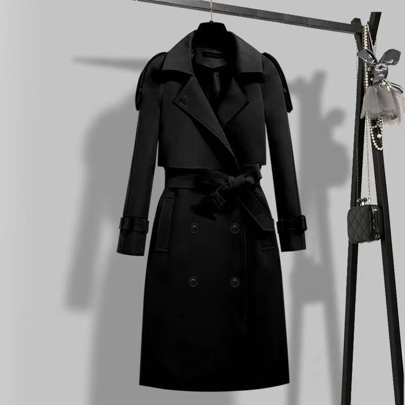 Double-Breasted Trench Coat with Notched Lapel and Tie Belt - product photo 64