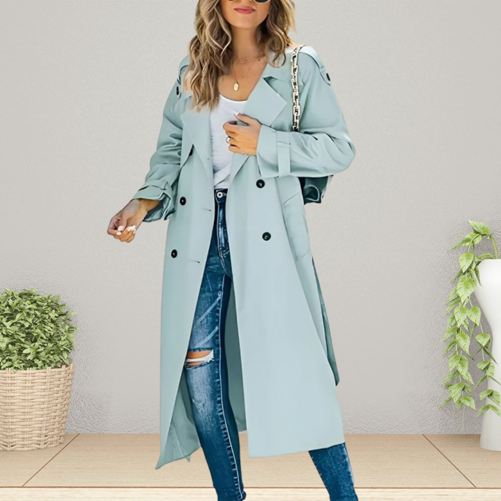 Double-Breasted Trench Coat with Turn-Down Collar - product photo 2
