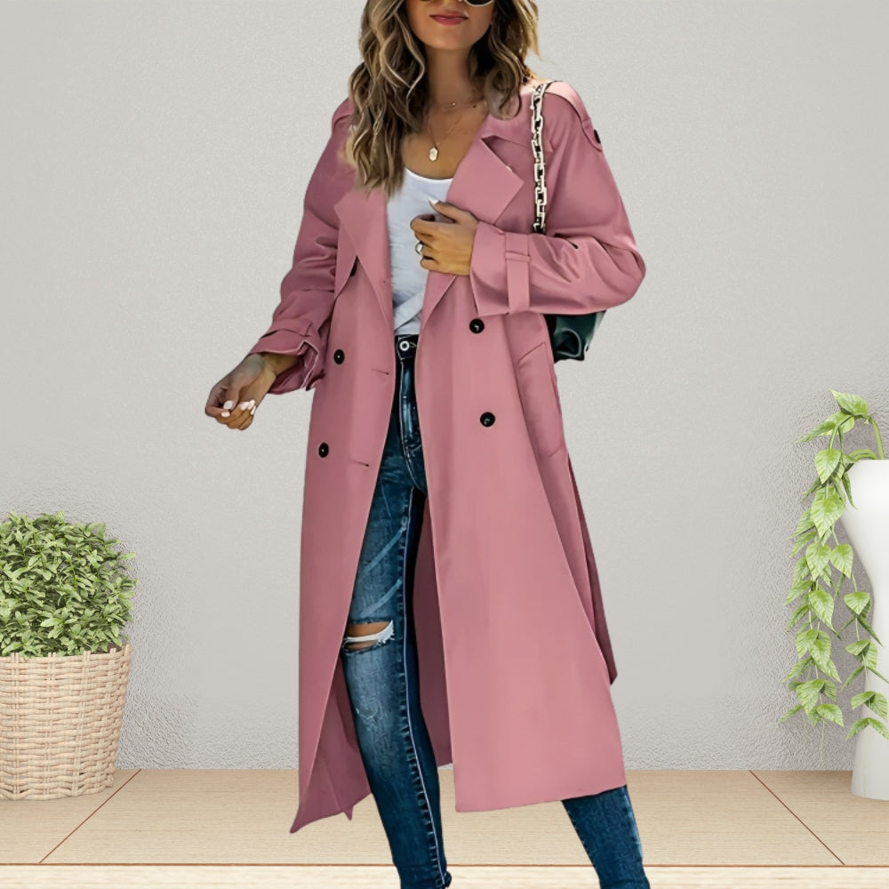 Double-Breasted Trench Coat with Turn-Down Collar - product photo 3