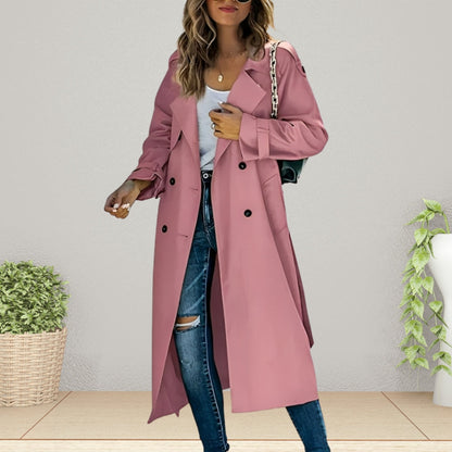 Double-Breasted Trench Coat with Turn-Down Collar - product photo 3