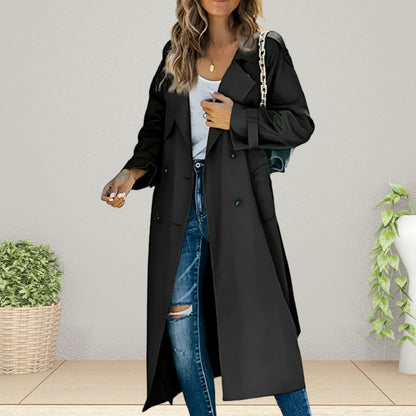Double-Breasted Trench Coat with Turn-Down Collar - product photo 4