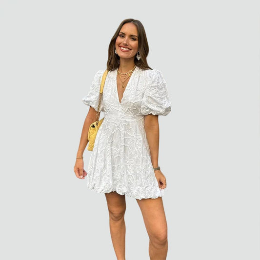 Elegant Dress with Flattering Fit and High Neckline