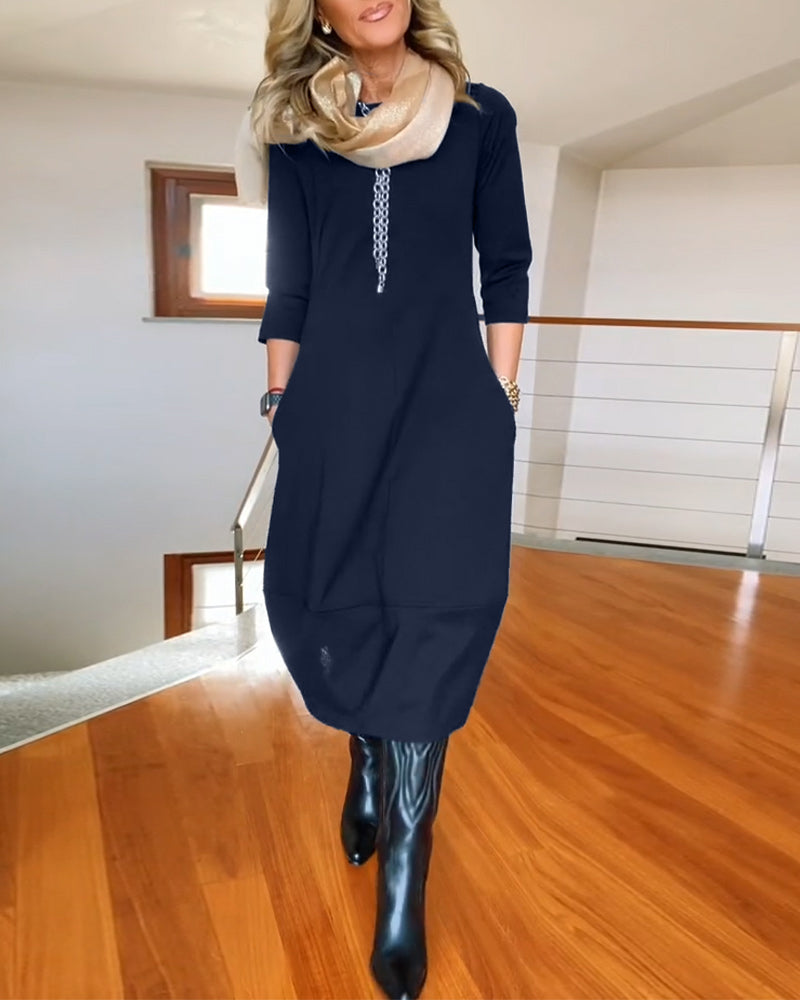 Elegant Vintage Maxi Dress with Pockets - product photo 10
