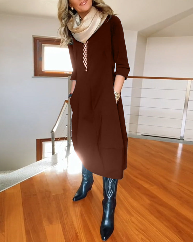 Elegant Vintage Maxi Dress with Pockets - product photo 13