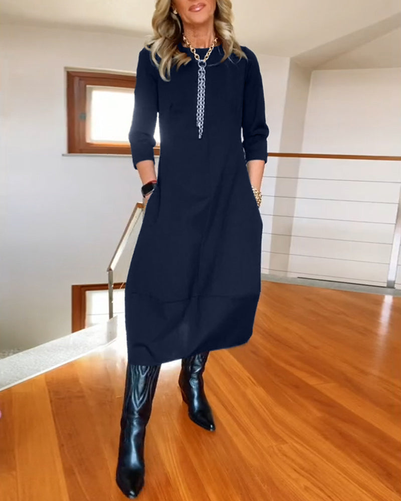 Elegant Vintage Maxi Dress with Pockets - product photo 14