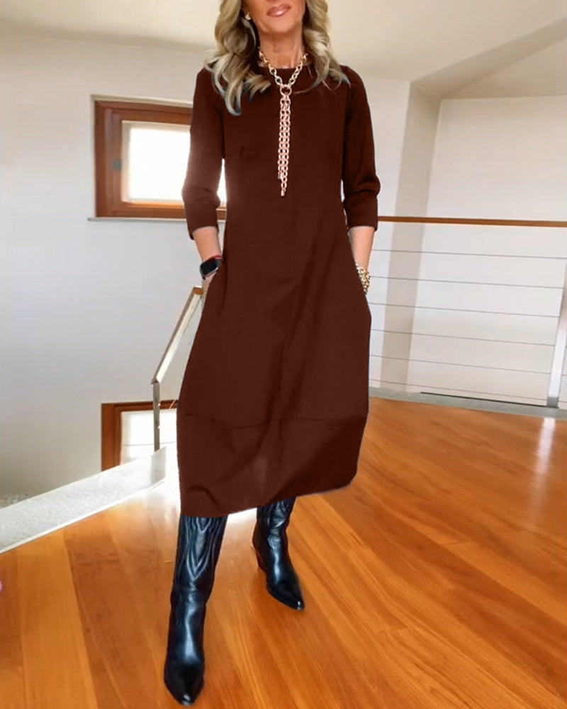 Elegant Vintage Maxi Dress with Pockets - product photo 15