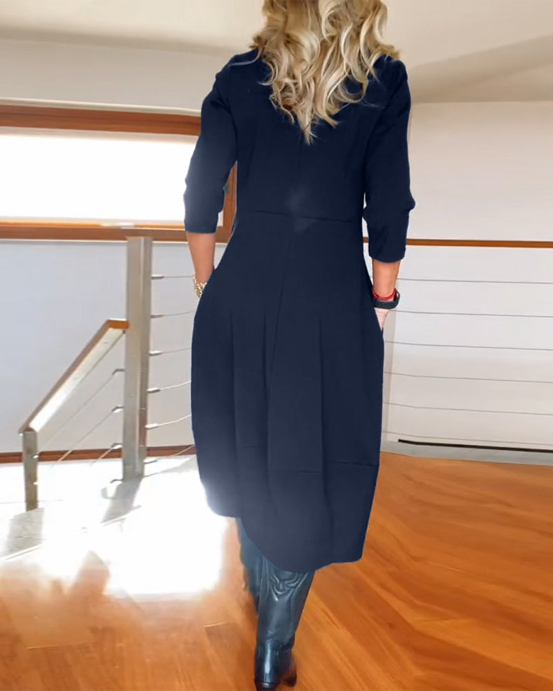 Elegant Vintage Maxi Dress with Pockets - product photo 16