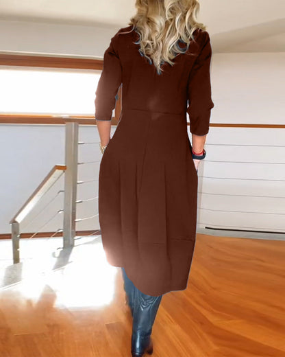 Elegant Vintage Maxi Dress with Pockets - product photo 17